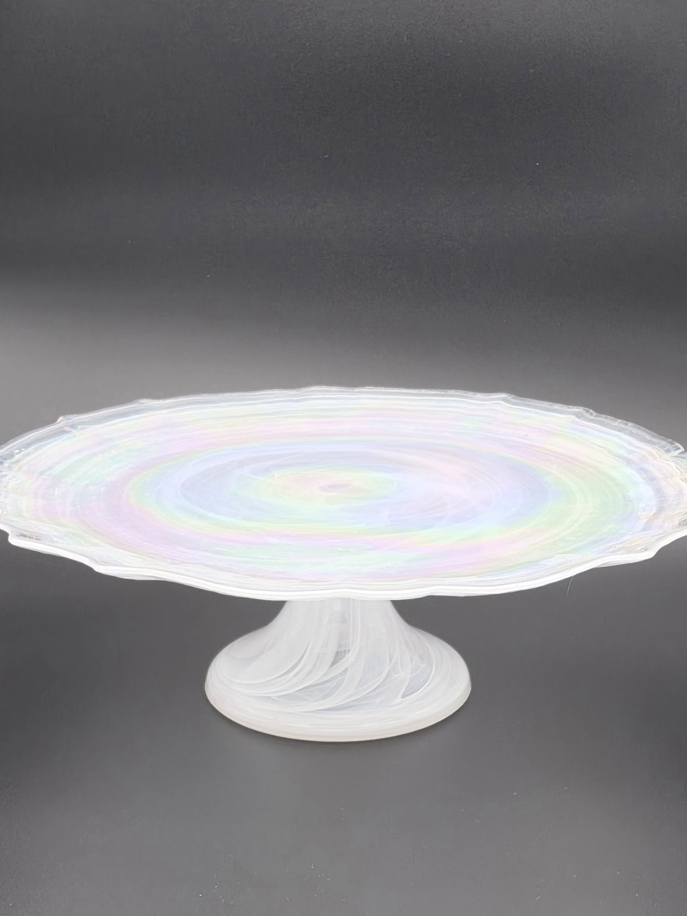 Iridescent Pearl Glass Cake Stand - NEW